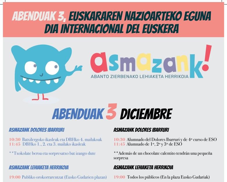 Día INTERNACIONAL del Euskara – Concurso ASMAZANK 3 de diciembre